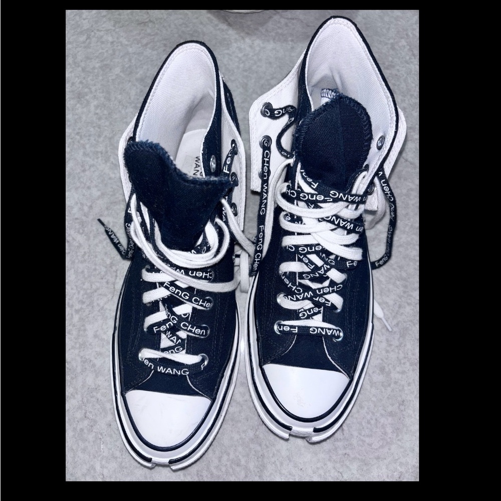 Feng Chen Wang Black and White High-Top Sneakers